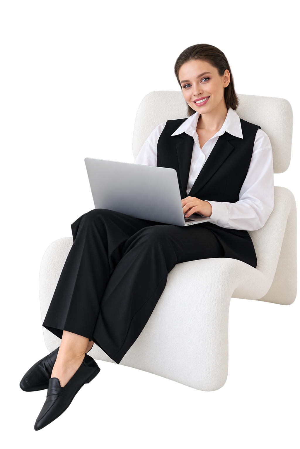 Consultant reviewing a website on a laptop